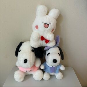Plush Bunny & Snoopy Stackable Stuffed Animal Set - White